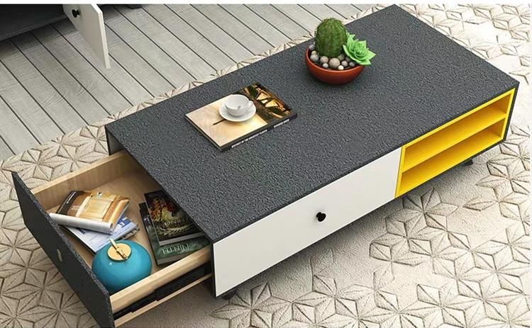Newest Design High Density Fiber Board Modern Storage Industrial Wooden Coffee Tea Table Set