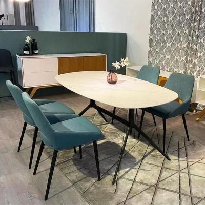 Hot Selling Style Dining Room Furniture Ceramic Table Top PU Chair Top 6 Chair Dining Table Sets.