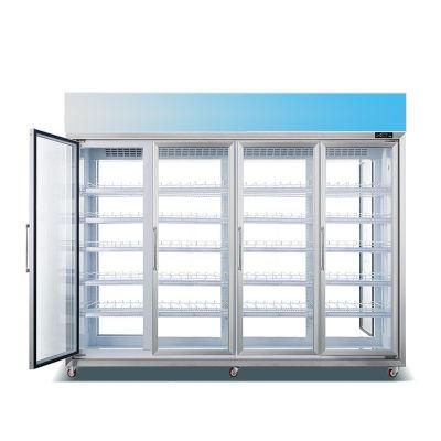 Supermarket Vertical Glass Door Front and Rear Open Door Multideck Refrigerated Chiller Showcase