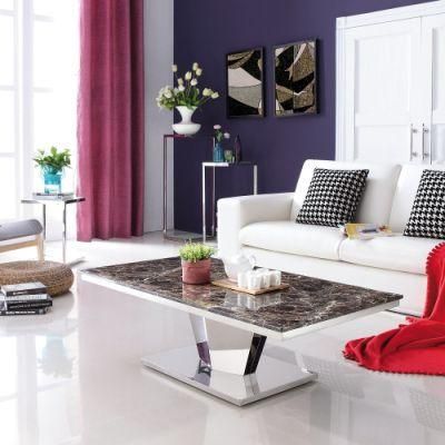 Factory Wholesale Home Stainless Steel Marble Top Centre Table Coffee Table for Living Room Furniture