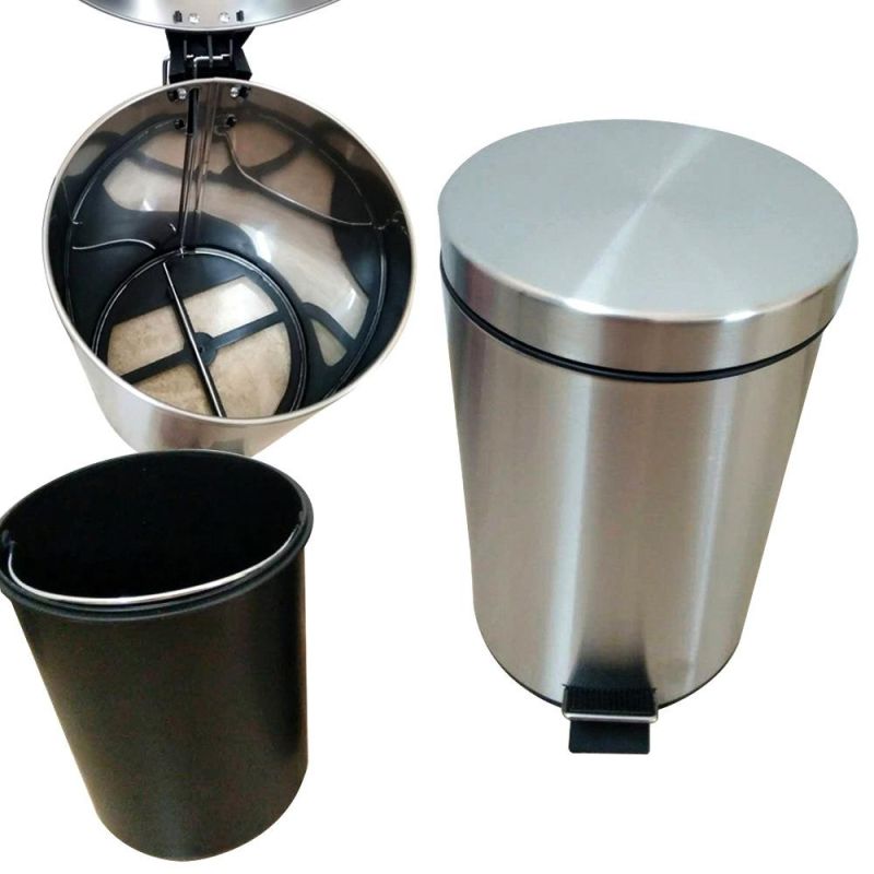 Stainless Steel Pedal Wastebin Dustbin Trash Indoor Room Recycle Gold Color 5L 8L 12L