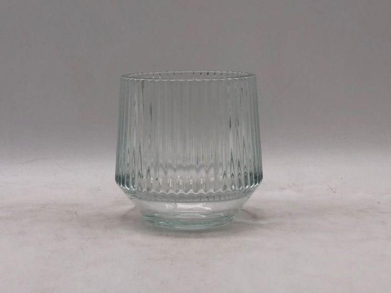 Clear Glass Candle Holder with Different Pattern and Customized Color