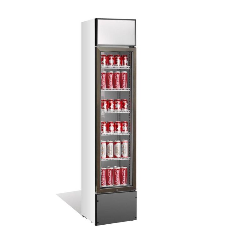 Slim Line Vertical Display Cooler Showcase Beverage Refrigerator with Glass Door