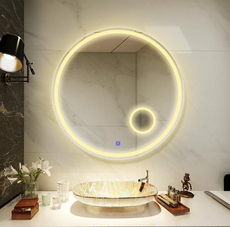 Hotel Furniture Bathroom Products Mirror with LED Lights Smart Touch Anti Fog with Magnify