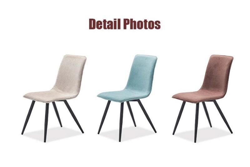 Modern Colorful General Home Furniture Metal Legs Fabric Upholstered Seat Metal Frame Dining Room Chair