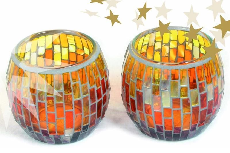 Color Glass Mosaic with Handmade Candle Holders for Wedding Dinner Hom