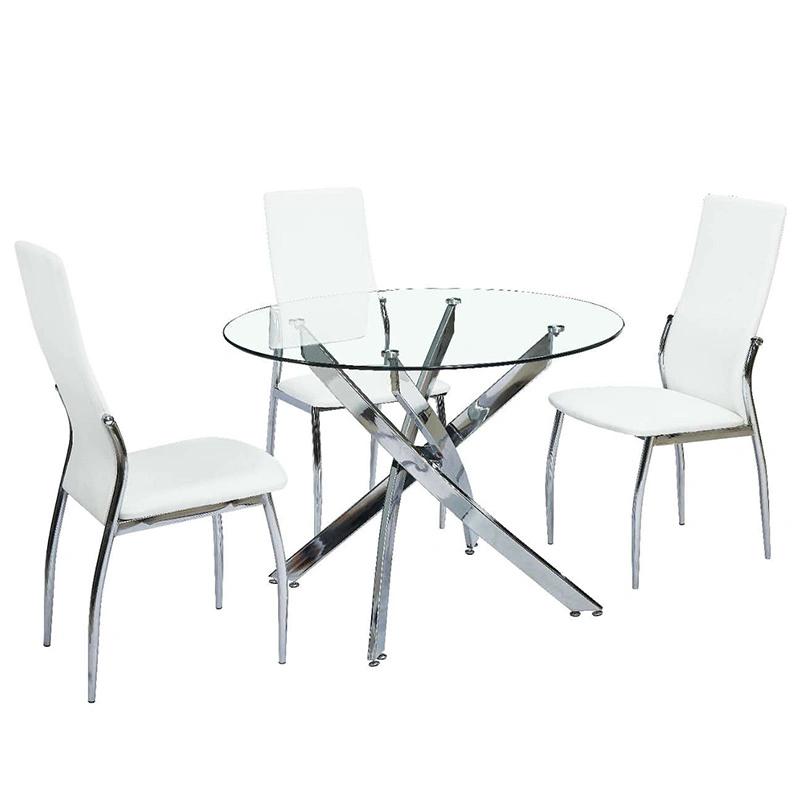 Modern Home Restaurant Wedding Furniture PU Leather and Chromed Leg Dining Chairs for Kitchen