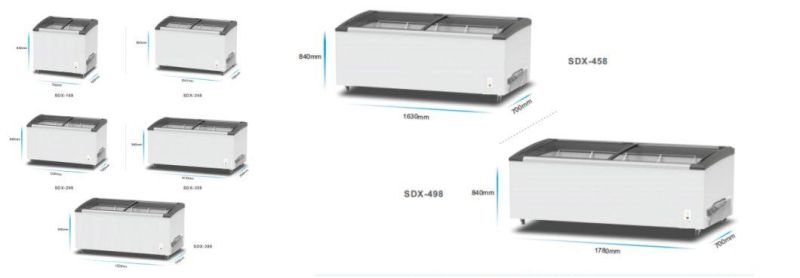 Ice Cream Cake Showcase Curved Glass Door Froze Food Display Freezer with Digital Controller