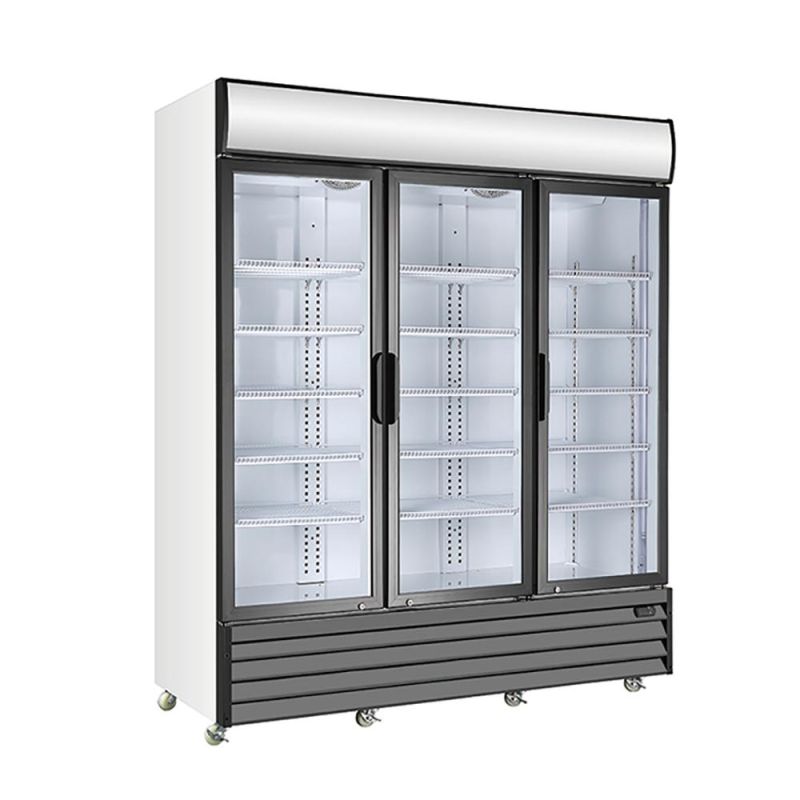 2~10 Degree Glass 3 Door Display Commercial Refrigerators Big Capacity Energy Saving 3 Door Supermarket Upright Showcase