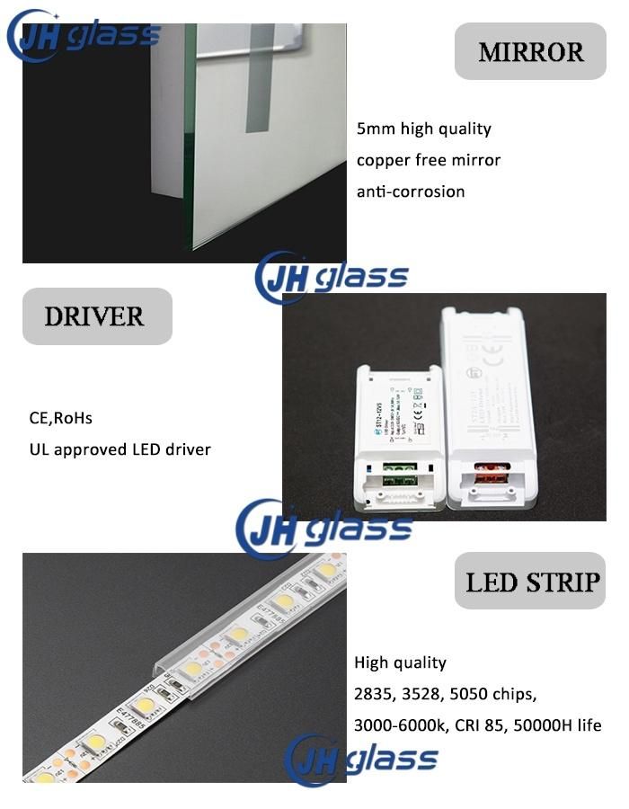 LED Illuminate Magnify Bathroom Mirror with Anti-Fog & Dimmer Wall Mounted for Home Hotel Decoration Lighted Mirror