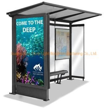 Solar Modern Smart Bus Stop Shelter Metal Material Solar Powered Outdoor Bus Shelter