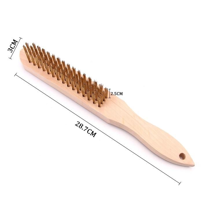 Steel Wire Brush 4*16 European Style Cleaning Hand Tool Copper Wire Brush Wooden Handle