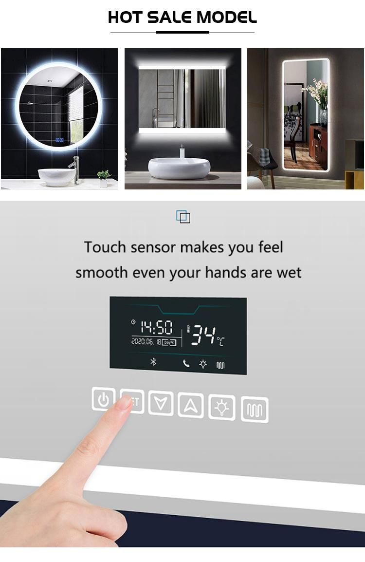 LED Bathroom Wall-Mounted Backlit Vanity Mirror Anti-Fog Waterproof with Touch Sensor
