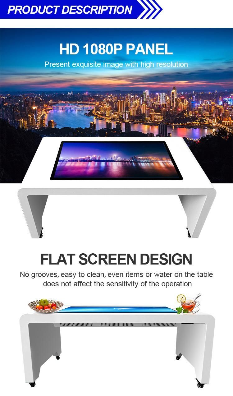 43" 55" 65" Waterproof Interactive Touch Screen Table for Coffee/Bar/Education/Games Player