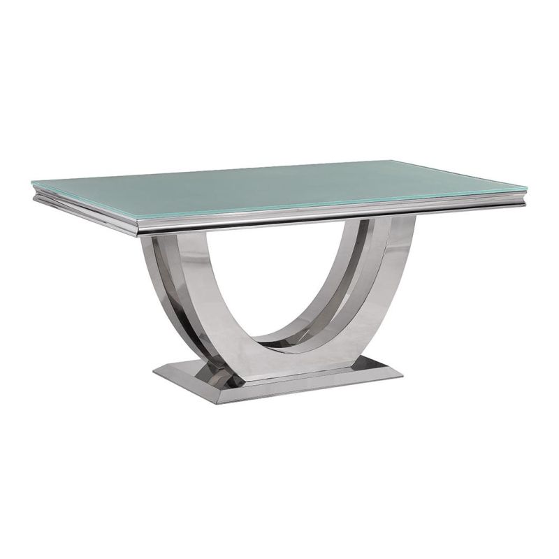 Customized Nordic Modern Family Simple Stainless Steel Glass Dining Table