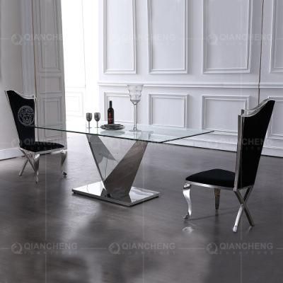 Luxury Style Glass Top Room Dining Table and Chairs Home Furniture Sets Dining Table