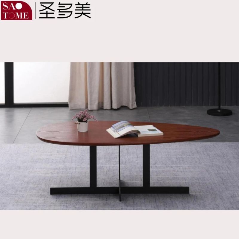 Modern Simple Luxury Living Room Furniture Walnut Water Drop-Shaped Solid Wood Coffee Table