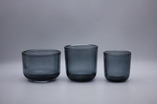 Glass Candle Holder with Various Color and Different Embossed Pattern