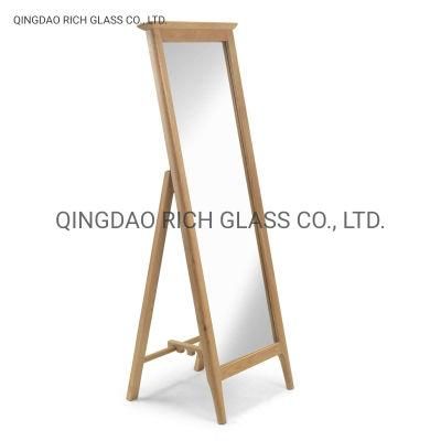 Home Decorative Dressing Gold Stainless Steel Framed Full Length Stand Glass Wall Mirror