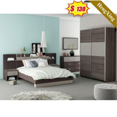 Dark Color Minimalist Style MDF Home Hotel Apartment Furniture Bedroom Set with Wardrobe