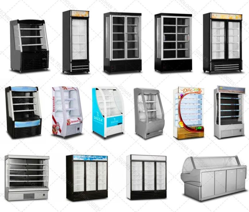 Hot Sales Double Glass Door Showcase with Big Capacity in Black/White/Grey Color for Commercial Refrigerator