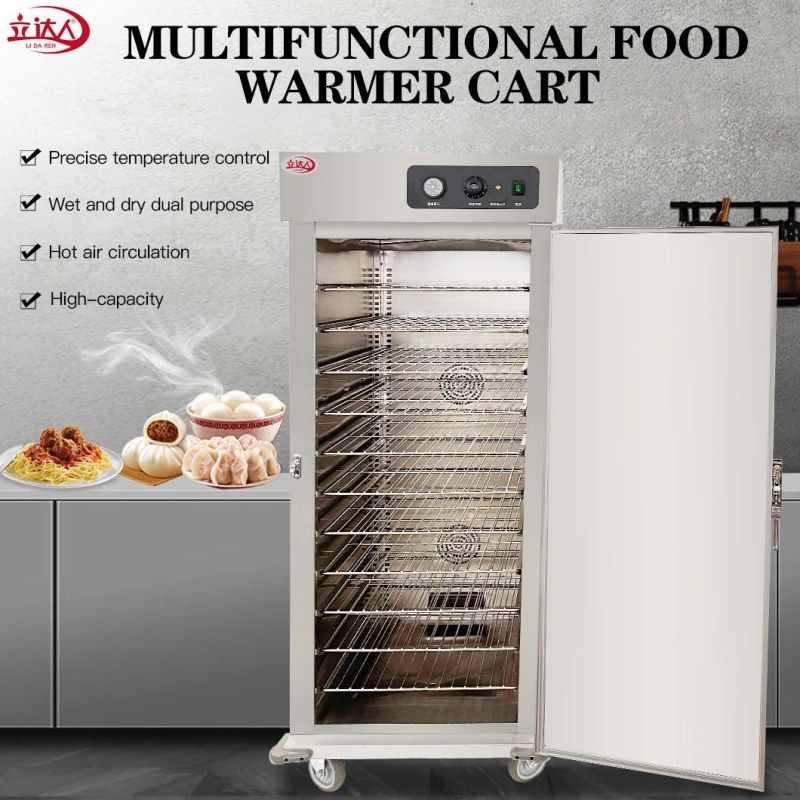 Restaurant Equipment Stainless Steel 11 Layers Mobile Single Door Hold Cabinet Food Warmer Cabinet Cart Kitchen Appliance