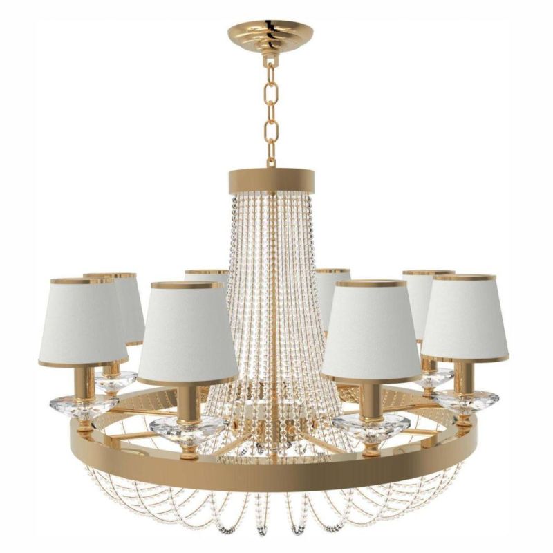 Factory Supply Modern Style for Home Lighting Furniture Decorate Indoor Living Room/Bedroom Design with Lampshade Glass Gold Round Chandelier