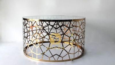 Modern Design Laser Cutting Coffee Table with Glass Top Ca01