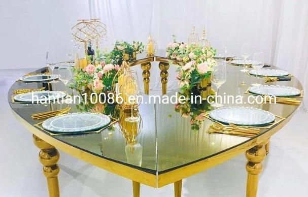 Gold Round Hotel Luxury Glass Banquet Hall Dining Table for Wedding