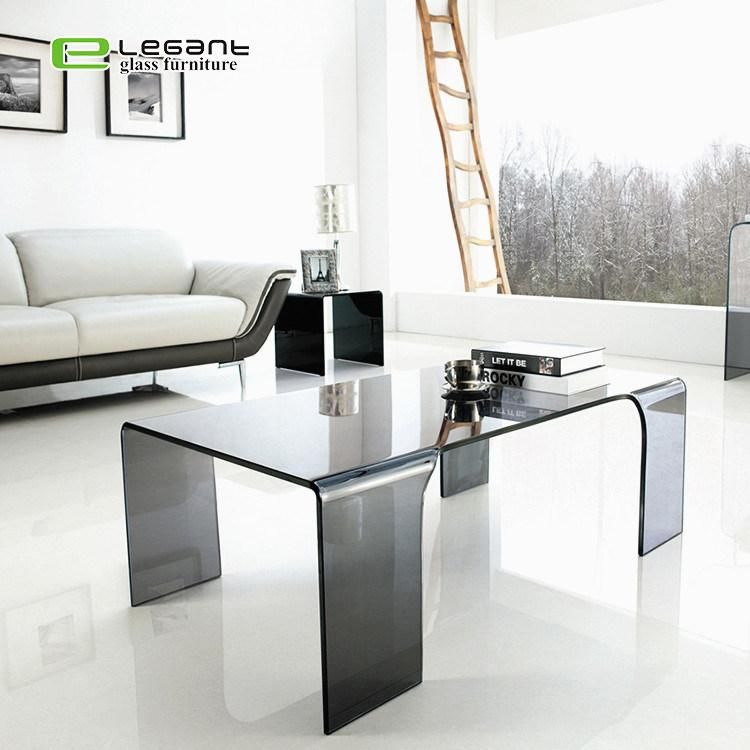 Modern Fashion Style Bent Tempered Glass Center Coffee Table