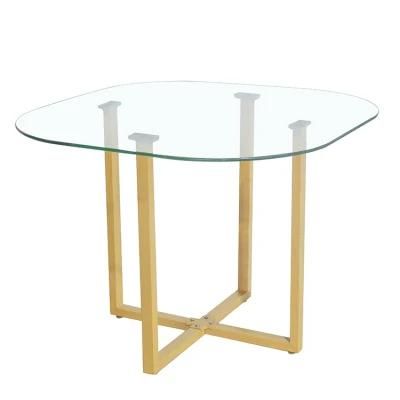 Home Furniture Modern Wholesale Market Tempered Transparent Square Glass Dining Table