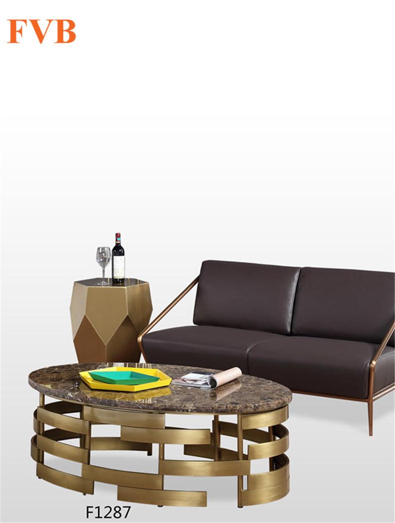 Living Room Furniture Luxury Coffee Table with Marble Top/ Stainless Steel Legs Dining Table Sets