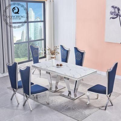 Home Furniture Dining Room Table Sets with Silver Stainless Steel