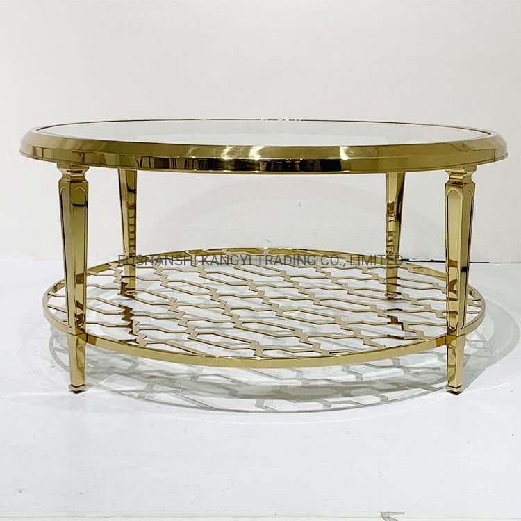 Living Room Gold Stainless Steel Frame Glass Coffee Table Modern Furniture Outdoor Garden Coffee Tables Hotel Furniture