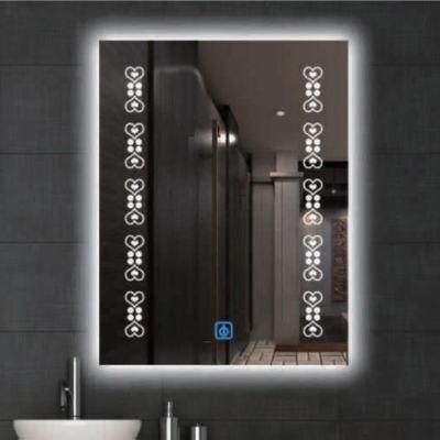 Modern Silver Mirror Glass High Quality Wall Mounted Lighted LED Bathroom Cosmetic Mirror