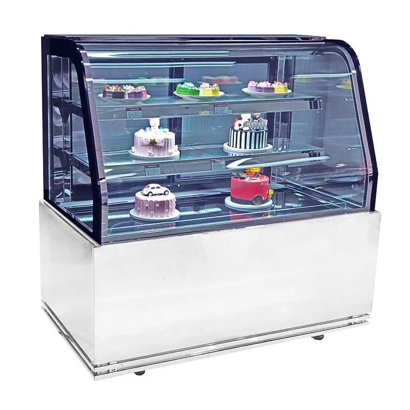 1.2 Meters Length and 2 Shelves Curved Glass Cake Display Showcase