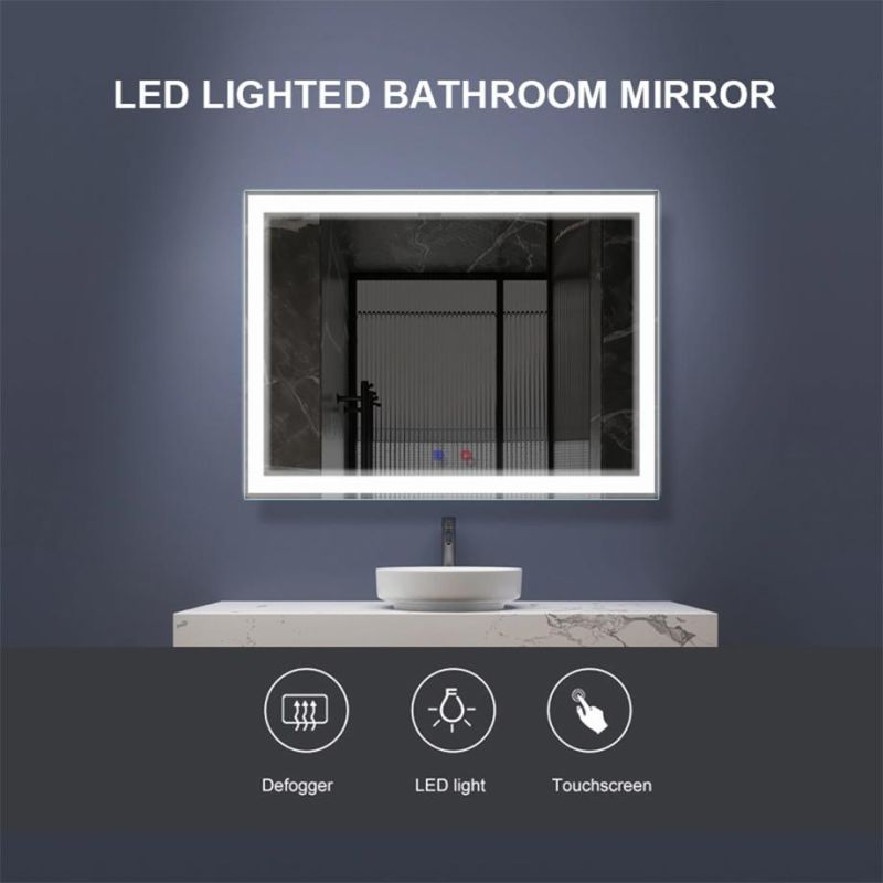 Wholesale Wall Anti Fog Light IP44 LED Multi Function Smart Parabolic Bathroom Mirror Wall Decorative