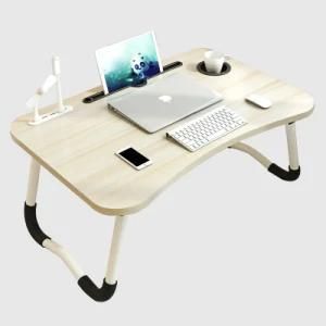 Adjustable Foldable Laptop Desk Stand Wooden Desktop Computer Lap Folding Desk with USB for Home Office Furniture