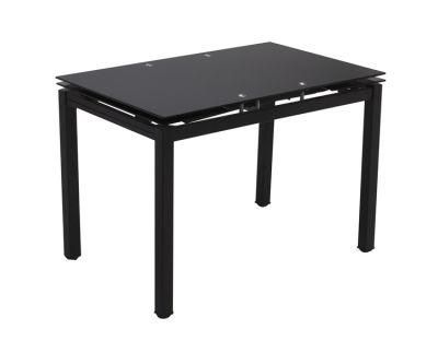 Modern Design Home Restaurant Bar Furniture Toughened Glass Top Extension Black Dining Table
