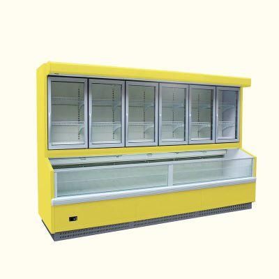 Supermarket Display Glass Door Frozen Half Fridge Combined Refrigerator Chiller and Freezer Cabinet
