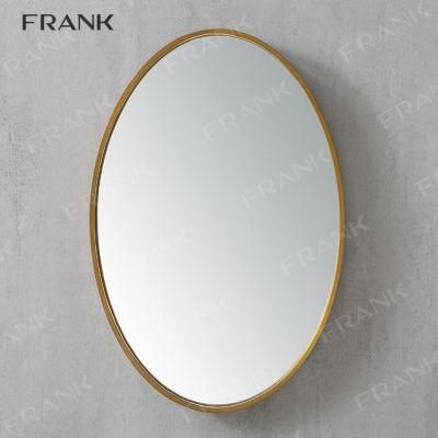 Oval Wall Mount Bathroom Mirror with Stringy Golden Frame
