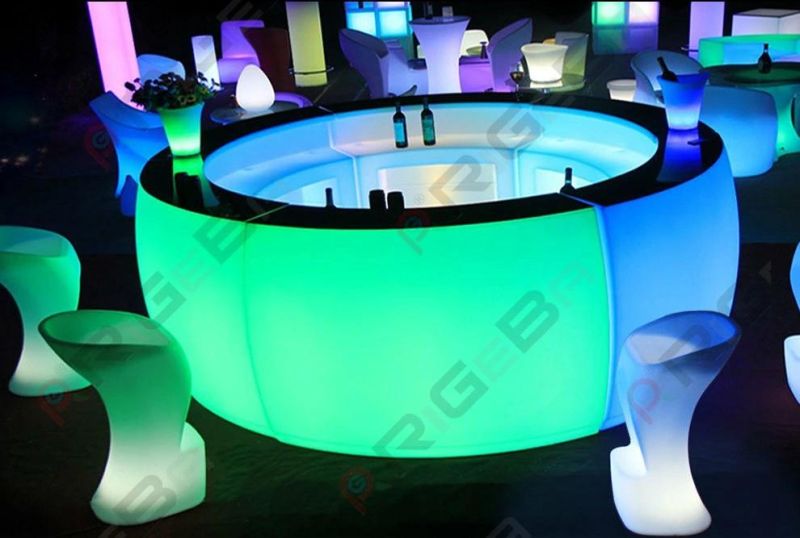 Rigeba Disco KTV Change Color LED Furniture Rechargeable LED Bar Counter for Club