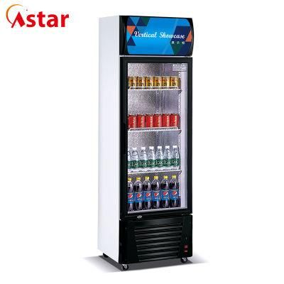 Vertical Commercial Refrigerator Open Glass Door Beverage Showcase