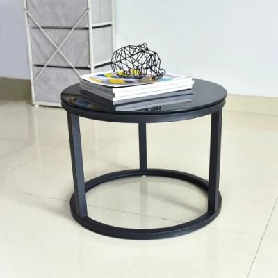 High Quality Featured Glass and Metal Combined Round Coffee Table Indoor Table