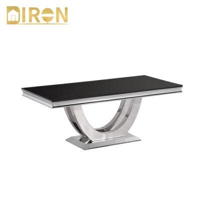 China Wholesale Home Living Room Furniture Modern Design Stainless Steel Marble Glass Top Coffee Table