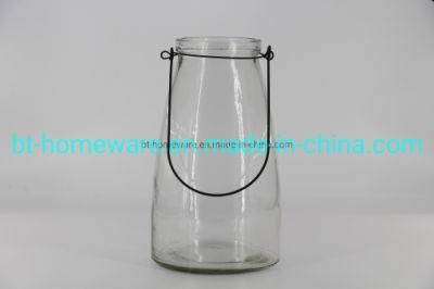 Wholesale Factory Price Frosted Glass Votive Candle Holders with Metal Handle