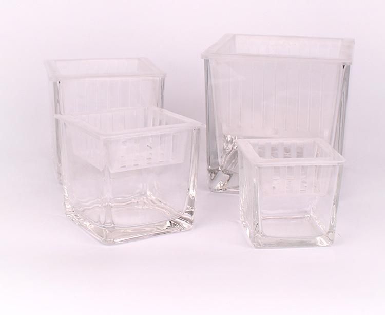 Square Colored Printing Glass Candle Jar Glass Candle Holder Wholesale