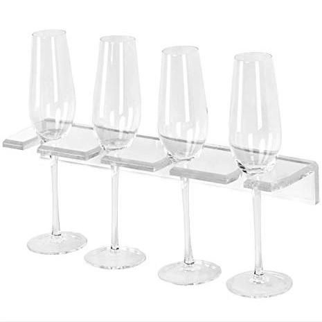 Clear Acrylic Plastic Champagne Holder Wine Flute Glass Wall Display Rack