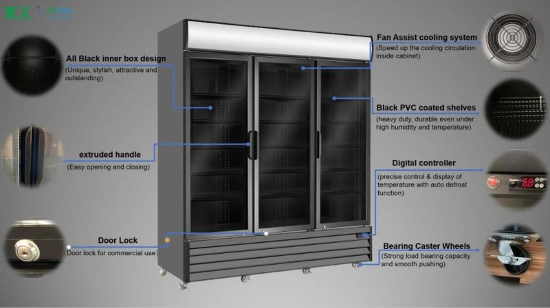 France Supermarket Commercial Vertical Upright Freezers Display Beverage Cooler Refrigerator Showcase with Glass Door