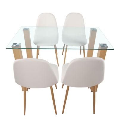 Modern Home Restaurant Furniture Set Special Metal Stainless Steel Dining Room High Quality Modern Tempered Glass Dining Table